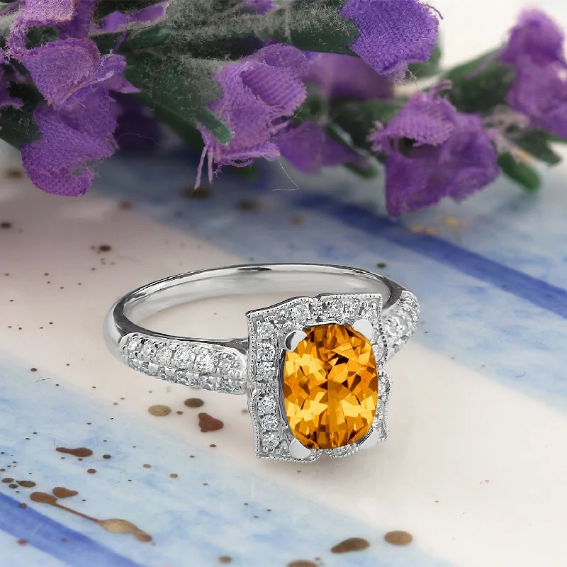 Emerald Gemstone Rings Set in Platinum with Filigree Work for a Vintage - Inspired LookAuriya 1 3/8ct Fancy Cushion-cut Citrine Halo Diamond Engagement Ring 1/3ctw 14k Gold