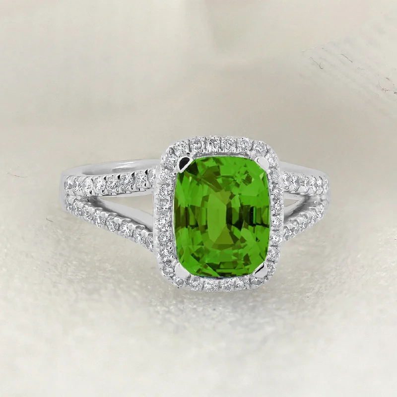 Sapphire Gemstone Rings in 18K White Gold with Diamond Accents for an Elegant EngagementAuriya 1 5/8ct Cushion-cut Peridot and Halo Diamond Engagement Ring 3/8cttw 14K Gold