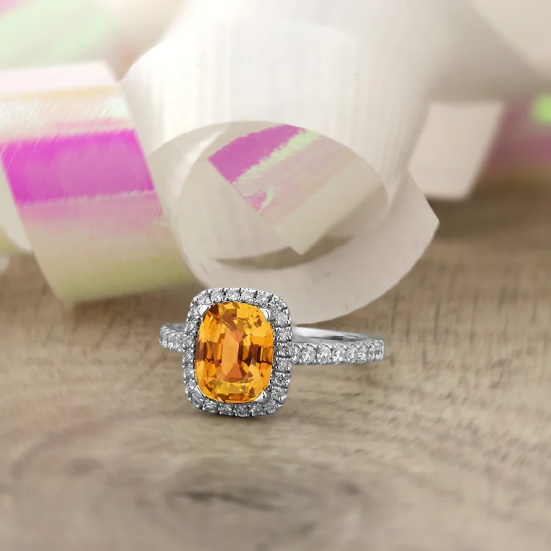 Agate Gemstone Rings in Sterling Silver with a Mosaic - Inspired Inlay for a Bohemian StyleAuriya 1 7/8ct Cushion-cut Citrine and Halo Diamond Engagement Ring 3/8ctw 14k Gold