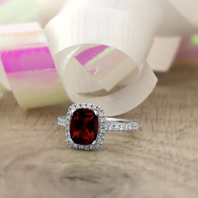 Ruby Gemstone Rings in 14K Yellow Gold with a Solitaire Setting for a Classic and Bold StatementAuriya 1 7/8ct Cushion-cut Garnet and Halo Diamond Engagement Ring 3/8ctw 14k Gold