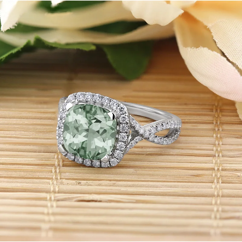 Sapphire Gemstone Rings in 18K White Gold with Diamond Accents for an Elegant EngagementAuriya 1 7/8ct Cushion-cut Green Amethyst and Halo Diamond Engagement Ring 1/2cttw 14k Gold