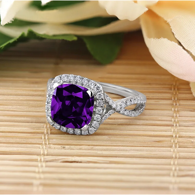 Ruby Gemstone Rings in 14K Yellow Gold with a Solitaire Setting for a Classic and Bold StatementAuriya 1 7/8ct Cushion-cut Purple Amethyst and Halo Diamond Engagement Ring 1/2cttw 14k Gold