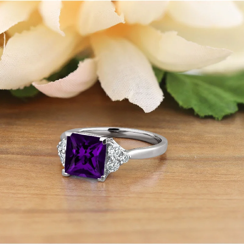 Tanzanite Gemstone Rings in 10K Gold with a Trilogy Design for a Sophisticated GiftAuriya 1 7/8ct Princess-cut Purple Amethyst and Diamond Engagement Ring 1/3ctw 14k Gold