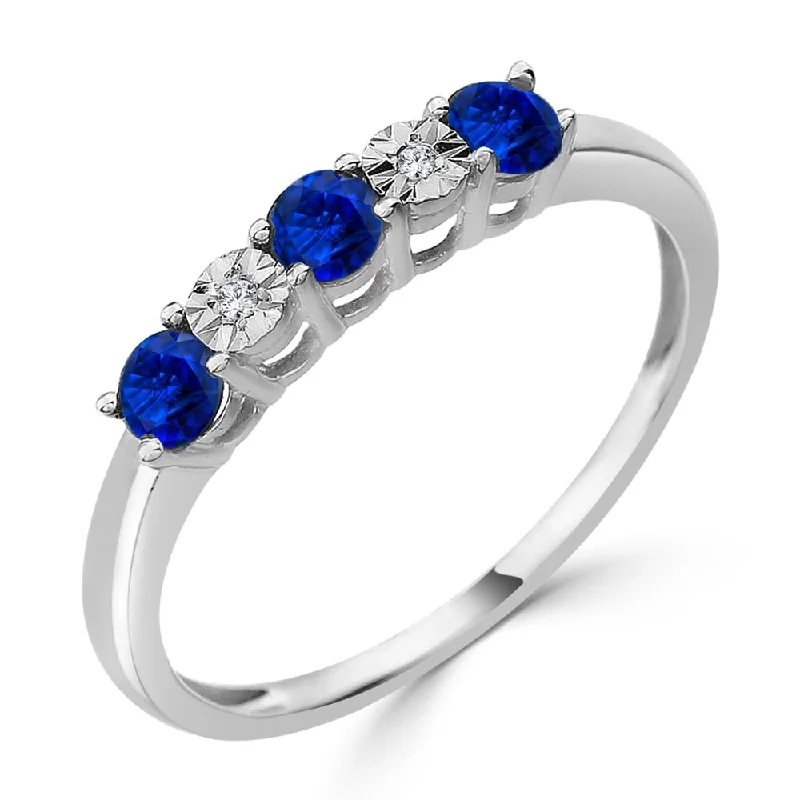 Tanzanite Gemstone Rings in 10K Gold with a Trilogy Design for a Sophisticated GiftAuriya 10k Gold 1/3ctw 5 Stone Blue Sapphire Gem and Diamond Wedding Band