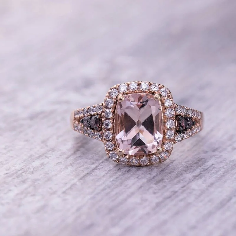 Iolite Gemstone Rings in 10K Gold with a Twisted Band for a Distinctive and Stylish AccessoryAuriya 10k Two-Tone Rose Gold 2ct Cushion-Cut Morganite and 1/2ct Halo Diamond Engagement Ring