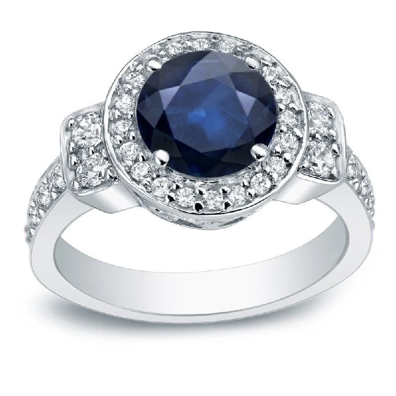 Topaz Gemstone Rings in 10K Gold with a Channel - Set Design for a Contemporary and Durable OptionAuriya 14k Gold 2ct Blue Sapphire Halo Diamond Engagement Ring 3/4cttw