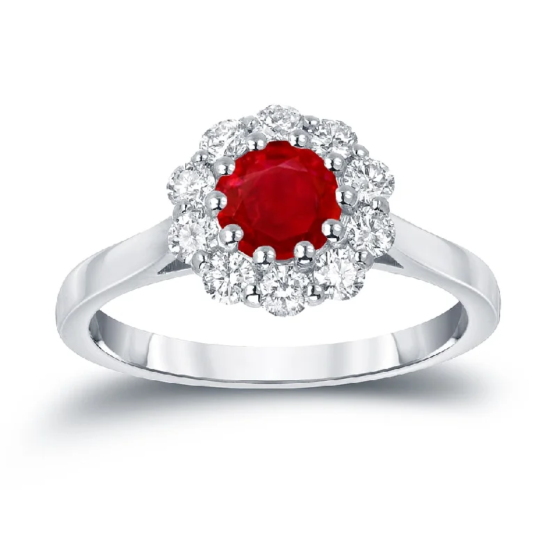 Alexandrite Gemstone Rings in Platinum with a Hidden Halo for a Rare and Luxurious PieceAuriya 14k Gold 3/5ct Ruby and 1/2ct TDW Diamond Halo Engagement Ring