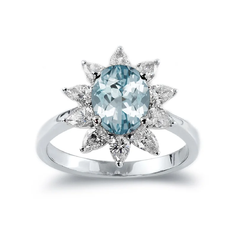 Turquoise Gemstone Rings in 925 Silver with a Southwestern - Inspired Design for a Rustic CharmAuriya 1ct Oval-cut Aquamarine Sunburst Halo Diamond Engagement Ring 3/4ctw 18K Gold