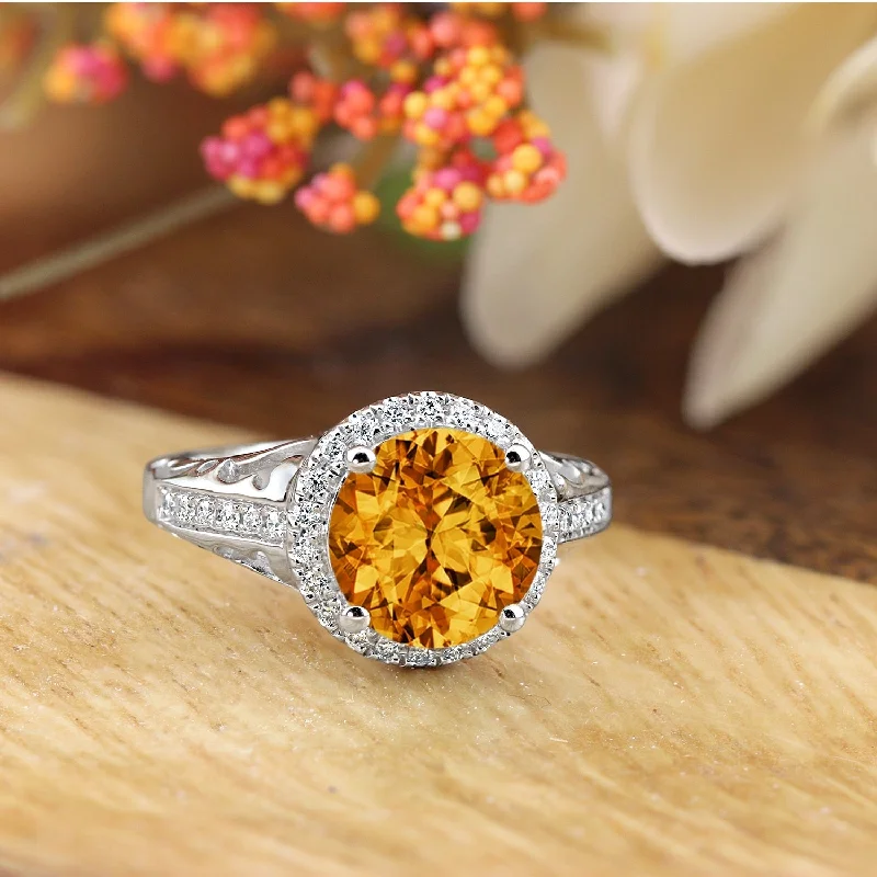 Jasper Gemstone Rings in 18K Gold Vermeil with a Matte Finish for a Subtle and Elegant LookAuriya 2 5/8ct Fancy Round Citrine and Halo Diamond Engagement Ring 1/5ctw 14k Gold