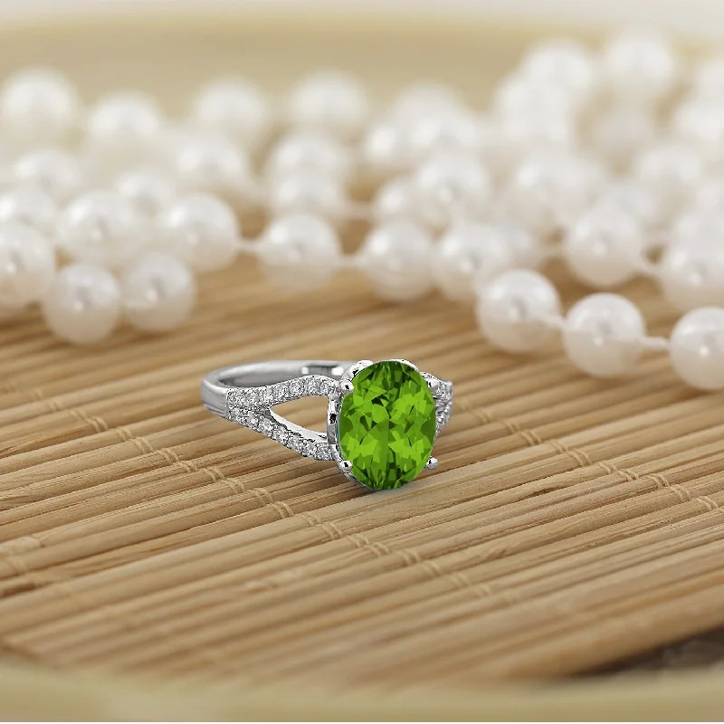 Sapphire Gemstone Rings in 18K White Gold with Diamond Accents for an Elegant EngagementAuriya 3 1/3ct Fancy Oval Peridot and Diamond Engagement Ring 1/3cttw 14k Gold