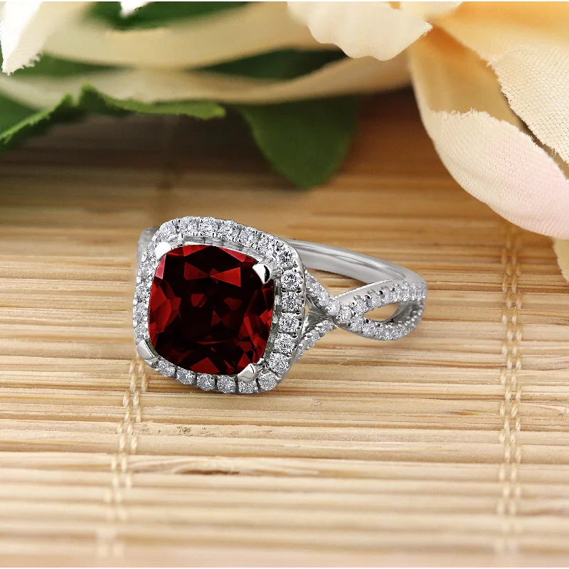 Turquoise Gemstone Rings in 925 Silver with a Southwestern - Inspired Design for a Rustic CharmAuriya 3 1/8ct Cushion-cut Garnet and Halo Diamond Engagement Ring 1/2cttw 14k Gold