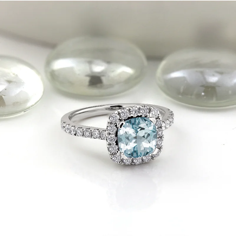 Moonstone Gemstone Rings in Silver - Plated Copper with a Celtic - Inspired Pattern for a Mystical VibeAuriya 3/4ct Cushion-cut Aquamarine and Halo Diamond Engagement Ring 1/2cttw 14k Gold