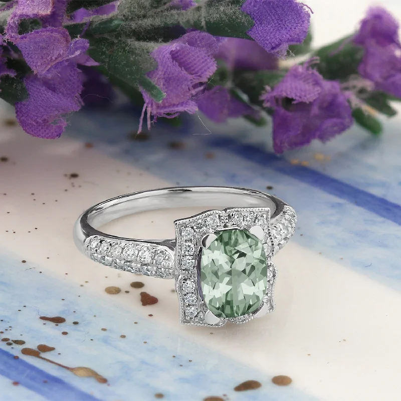 Malachite Gemstone Rings in 14K Gold with a Carved Stone for a Unique and Artistic AppealAuriya 3/4ct Fancy Cushion-cut Green Amethyst Halo Diamond Engagement Ring 1/3ctw 14k Gold