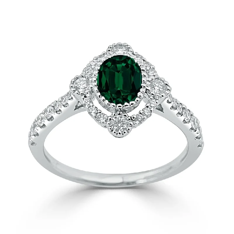 Malachite Gemstone Rings in 14K Gold with a Carved Stone for a Unique and Artistic AppealAuriya 3/4ct Oval-cut Emerald and Halo Diamond Engagement Ring 1/2ctw 18K Gold