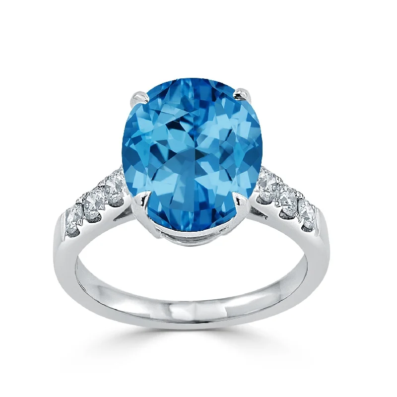 Turquoise Gemstone Rings in 925 Silver with a Southwestern - Inspired Design for a Rustic CharmAuriya 4 3/4ct Fancy Oval Swiss Blue Topaz and Diamond Engagement Ring 3/8ctw 18K Gold