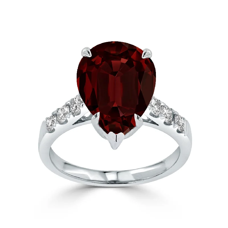 Ruby Gemstone Rings in 14K Yellow Gold with a Solitaire Setting for a Classic and Bold StatementAuriya 5 7/8ct Pear-cut Red Garnet and Diamond Ring 3/8cttw 18K Gold