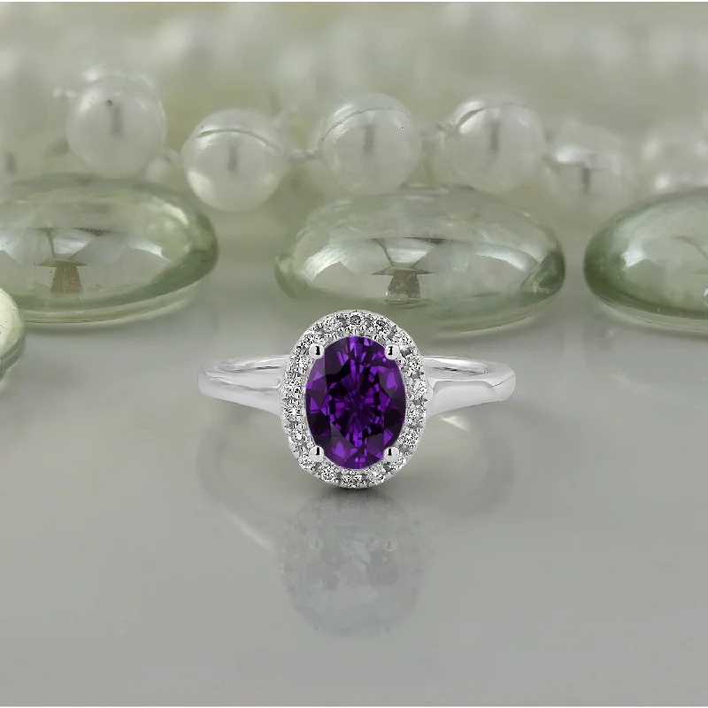 Peridot Gemstone Rings in 14K Gold - Filled Metal with a Pave - Set Band for a Sparkling LookAuriya Classic 5/8ct Oval Purple Amethyst and Halo Diamond Engagement Ring 1/8cttw 14k Gold