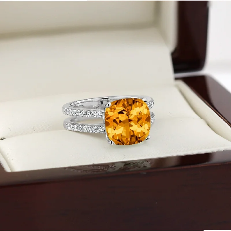 Emerald Gemstone Rings Set in Platinum with Filigree Work for a Vintage - Inspired LookAuriya Modern 3ct Cushion-cut Citrine and Diamond Engagement Ring 1/4cttw 14k Gold