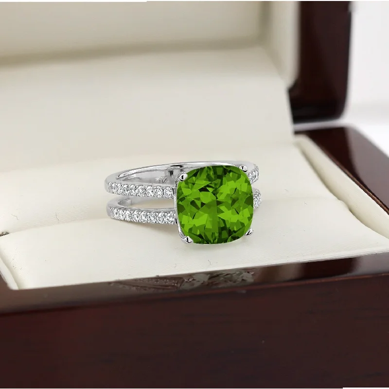 Topaz Gemstone Rings in 10K Gold with a Channel - Set Design for a Contemporary and Durable OptionAuriya Modern 5ct Cushion-cut Peridot and Diamond Engagement Ring 1/4cttw 14k Gold