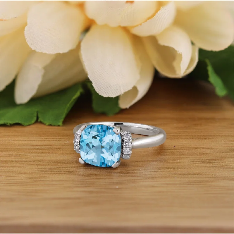 Jasper Gemstone Rings in 18K Gold Vermeil with a Matte Finish for a Subtle and Elegant LookAuriya Unique 3 3/8ct Cushion-cut Sky Blue Topaz and Diamond Engagement Ring 1/5cttw 14k Gold