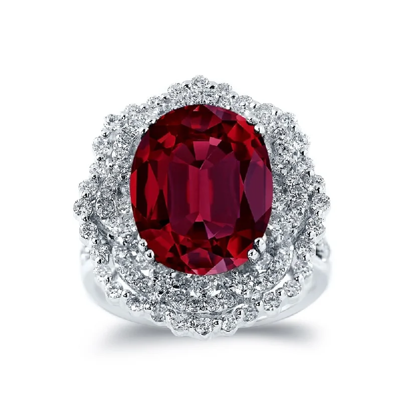 Sapphire Gemstone Rings in 18K White Gold with Diamond Accents for an Elegant EngagementAuriya Unique 9 1/4ct Oval Red Ruby Halo Diamond Ring 1 1/3ctw 18K Gold