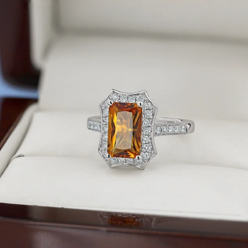 Aquamarine Gemstone Rings in 9K Gold with a Bezel Setting for a Modern and Secure FitAuriya Vintage 1 3/4ct Emerald-cut Citrine and Halo Diamond Engagement Ring 3/8ctw 14k Gold