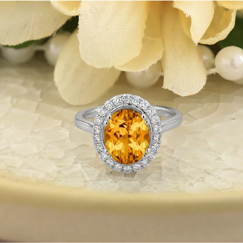 Jasper Gemstone Rings in 18K Gold Vermeil with a Matte Finish for a Subtle and Elegant LookAuriya Vintage 2 5/8ct Oval Citrine and Halo Diamond Engagement Ring 1/3ctw 14k Gold