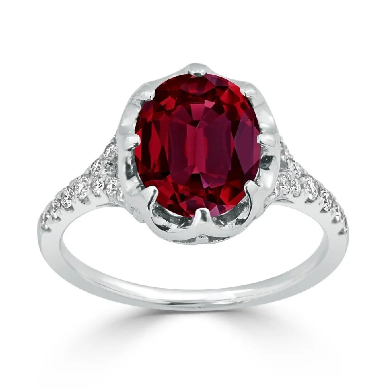 Ruby Gemstone Rings in 14K Yellow Gold with a Solitaire Setting for a Classic and Bold StatementAuriya Vintage 2 7/8ct Oval Red Ruby and Diamond Ring 1/4cttw 18K Gold