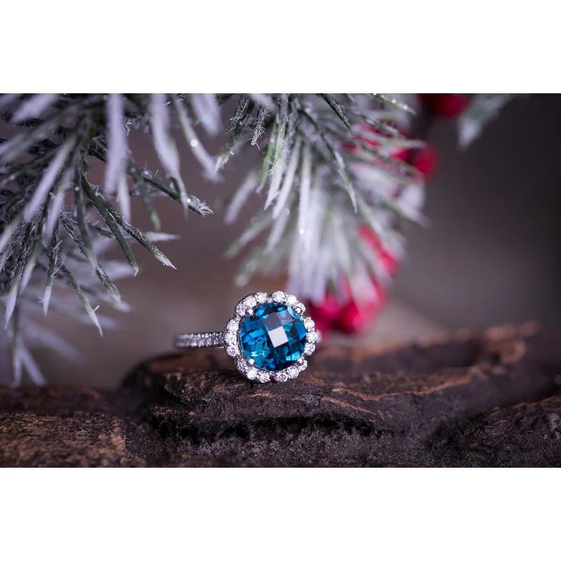 Opal Gemstone Rings in Rose Gold with a Milgrain Edge for a Feminine and Romantic StyleAuriya Vintage 3 1/10ct Fancy Swiss Blue Topaz and Halo Diamond Engagement Ring 3/8ct Fancy 14k Gold