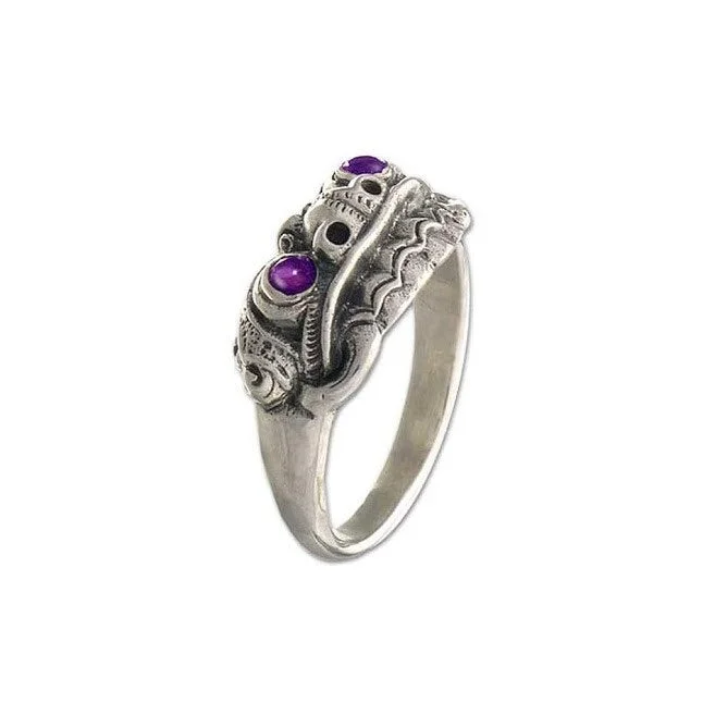 Sapphire Gemstone Rings in 18K White Gold with Diamond Accents for an Elegant EngagementHandmade Immortal Eclipse Amethyst Men's Ring (Indonesia)