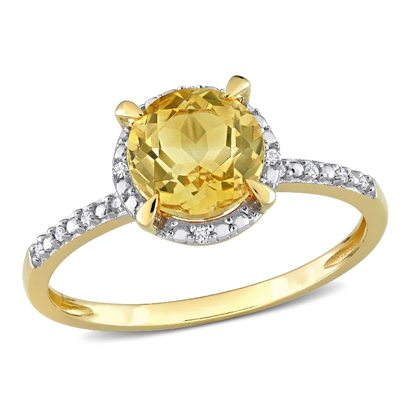 Peridot Gemstone Rings in 14K Gold - Filled Metal with a Pave - Set Band for a Sparkling LookMiadora 1 1/4ct TGW Citrine and Diamond Accent Engagement Ring in 10k Yellow Gold