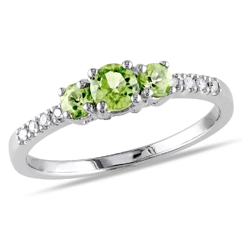 Jasper Gemstone Rings in 18K Gold Vermeil with a Matte Finish for a Subtle and Elegant LookMiadora 1/2ct TGW Peridot 3-Stone Ring with Diamond Accents in 10k White Gold