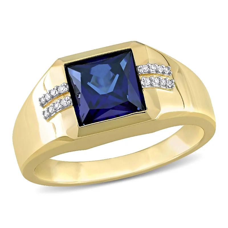 Tourmaline Gemstone Rings in 18K Two - Tone Gold with a Floral - Shaped Setting for a Feminine TouchMiadora 3 CT TGW Square Created Blue Sapphire and Diamond Accent Mens Ring in 10k Yellow Gold