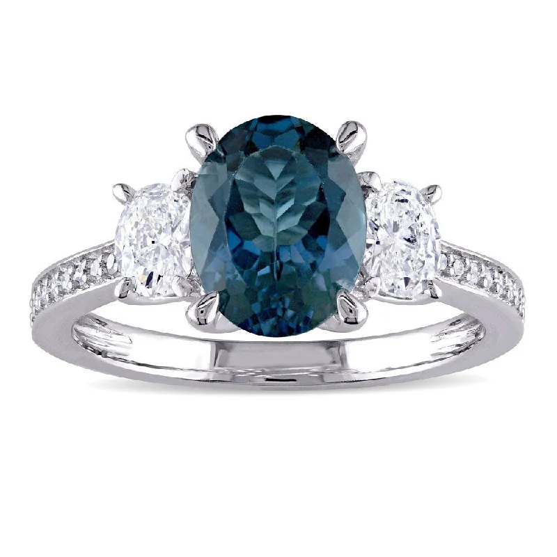 Topaz Gemstone Rings in 10K Gold with a Channel - Set Design for a Contemporary and Durable OptionMiadora Signature Collection 14k White Gold London Blue Topaz 5/8ct TDW Oval and Round Diamond Engagement Ring (G-H, I1-I2)