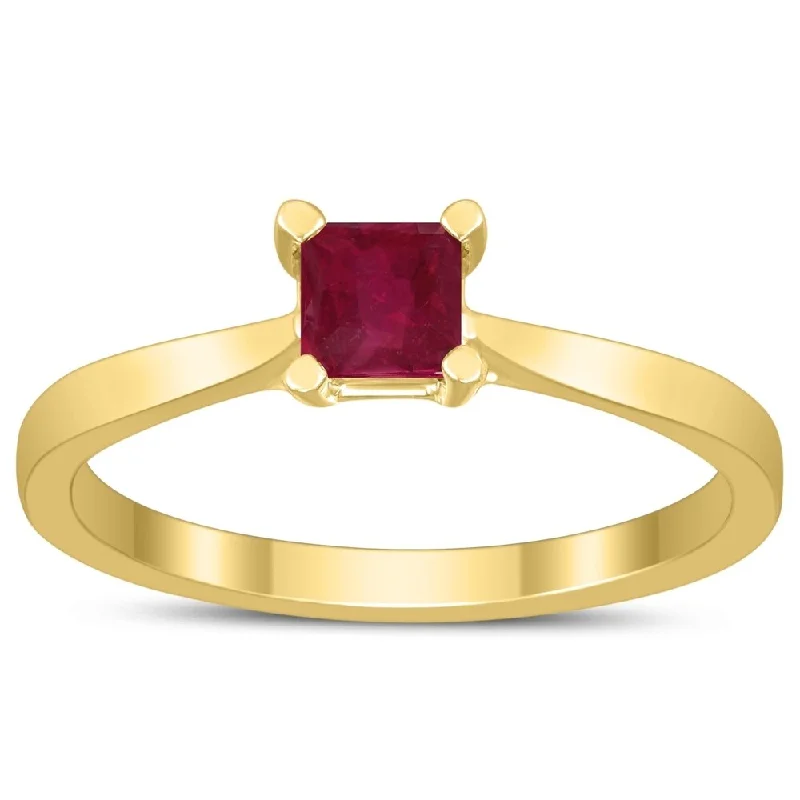 Jasper Gemstone Rings in 18K Gold Vermeil with a Matte Finish for a Subtle and Elegant LookSquare Princess Cut 4MM Ruby Solitaire Ring in 10K Yellow Gold