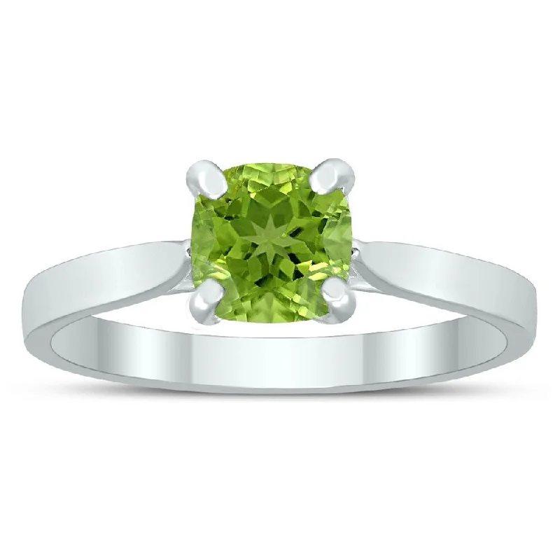 Malachite Gemstone Rings in 14K Gold with a Carved Stone for a Unique and Artistic AppealSquare Princess Cut 6MM Peridot Solitaire Ring in 10K White Gold