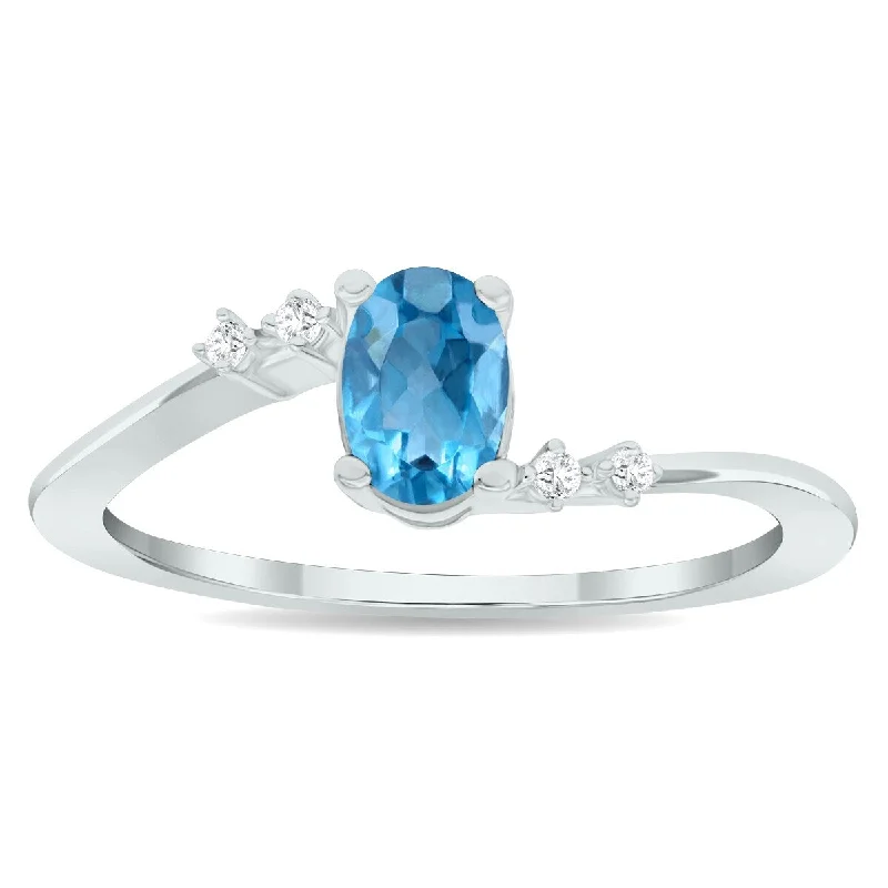 Topaz Gemstone Rings in 10K Gold with a Channel - Set Design for a Contemporary and Durable OptionWomen's Blue Topaz and Diamond Tierra Ring in 10K White Gold