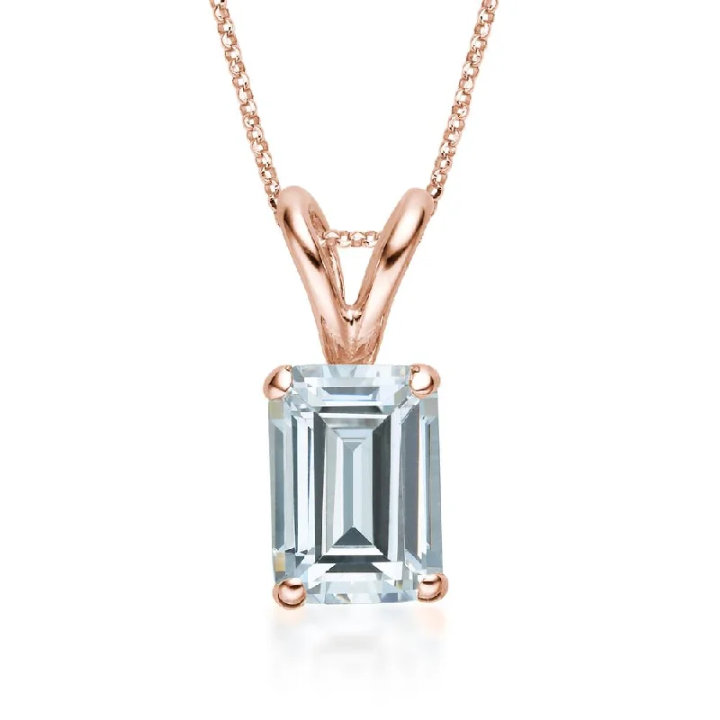 LED - Illuminated Moon Pendant Necklace for Nighttime EventsEmerald Cut solitaire pendant with 1 carat* diamond simulant in 10 carat rose gold