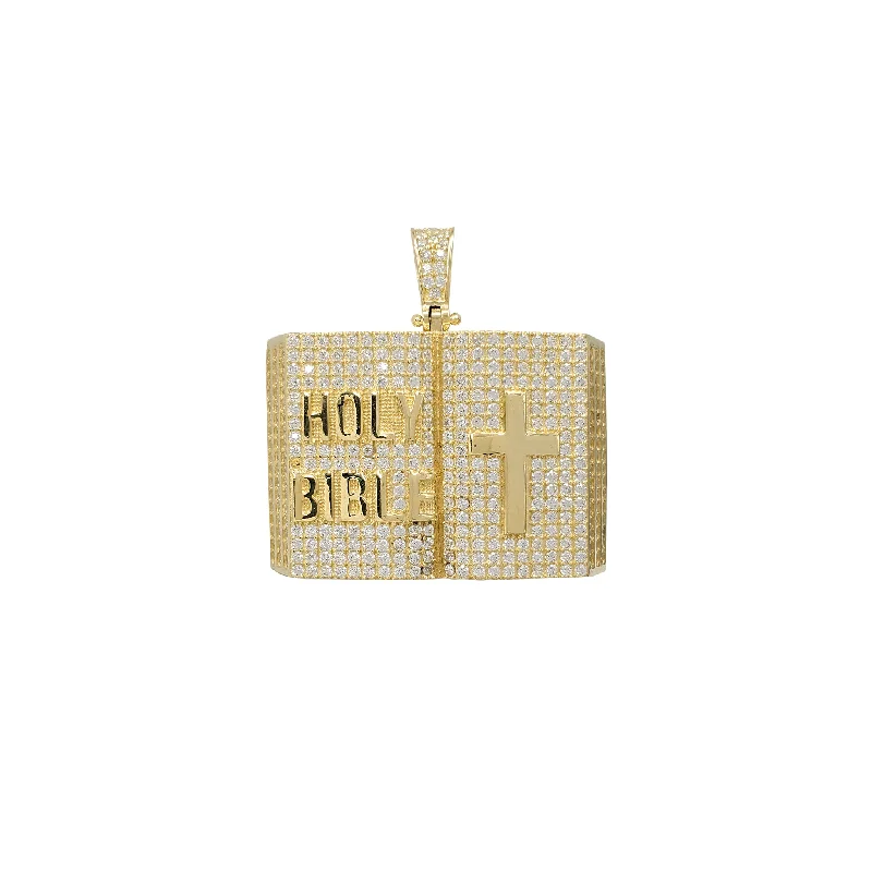 Handmade Leather - Wrapped Crystal Pendant for a Bohemian AestheticIced-Out Holy Bible w/ Cross Pendant (14K)