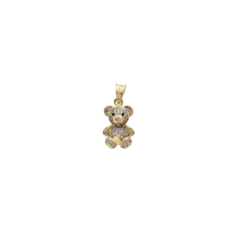 Enamel - Painted Owl Pendant in Vibrant Colors for a Playful LookMini Icy Teddy Bear Pendant (14K)