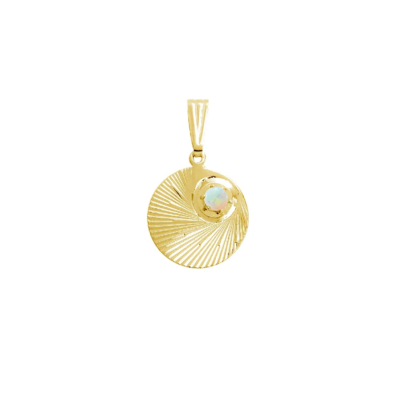 18K Gold - Plated Angel Wing Pendant for a Symbolic and Elegant AccessoryOpal Spiral Fluted Round Pendant (14K）