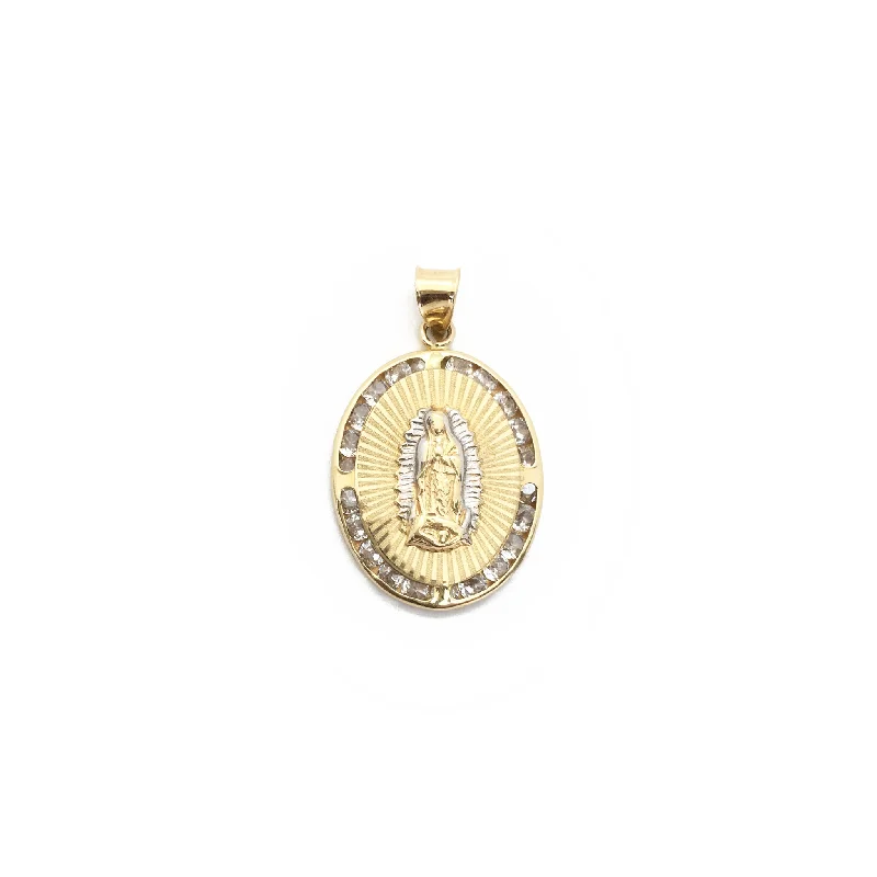 Water - Resistant Stainless Steel Diving - Themed Pendant for DiversOur Lady of Guadalupe Oval CZ Pendant (14K)