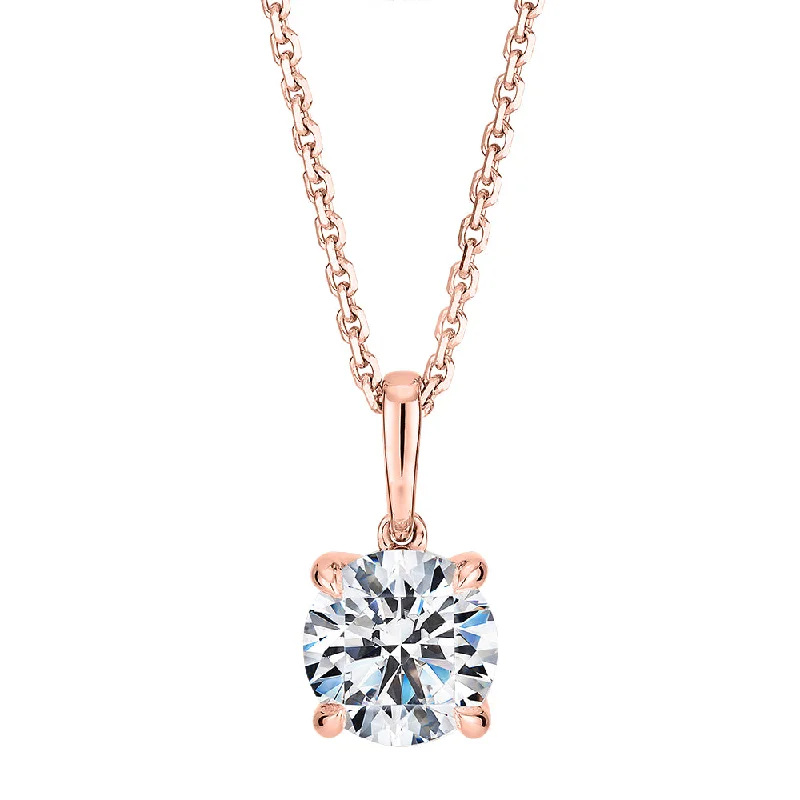 Antique - Inspired Filigree - Worked Cross Pendant Necklace for Religious CeremoniesPremium Certified Laboratory Created Diamond, 1.00 carat round brilliant solitaire pendant in 18 carat rose gold