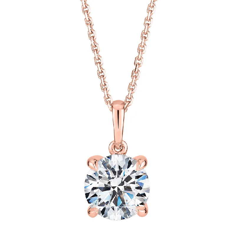 Custom - Engraved Initial Pendant Necklace in Sterling Silver for Mother's Day GiftPremium Certified Laboratory Created Diamond, 1.50 carat round brilliant solitaire pendant in 18 carat rose gold