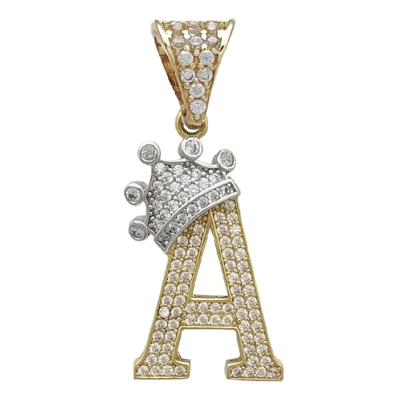 Pearl - Embellished Floral Pendant for a Feminine and Romantic LookTwo-Tone Icy Crowned Initial Letter Pendant (14K)