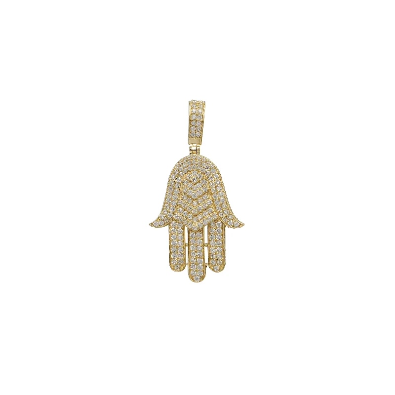 Mother - of - Pearl Inlaid Seahorse Pendant for Beach LoversZirconia Iced-Out Hamsa Hand Pendant (14K)