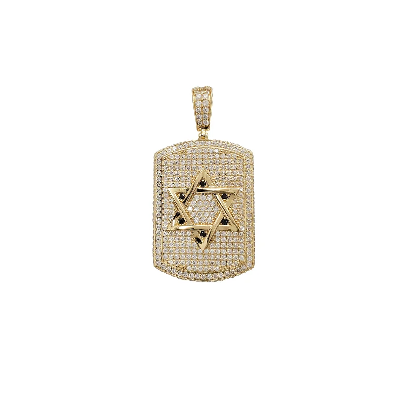 Rhinestone - Encrusted Crown Pendant for Little Girls' Dress - UpZirconia Iced-Out Star of David Dogtag Pendant (14K)